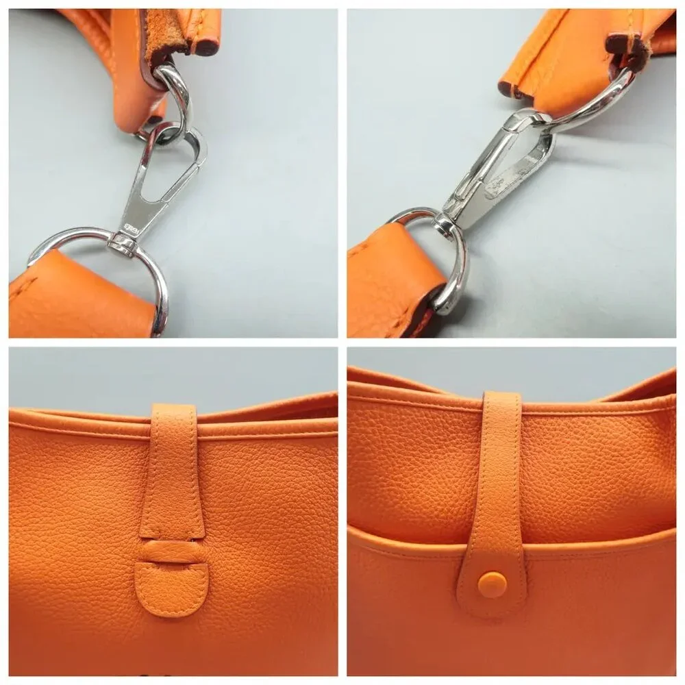 100% Authentic Hermes Evelyne Orange Leather Shoulder bag - Picture 7 of 12